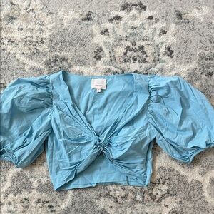 Cinq a Sept Puff Sleeve Cropped Top